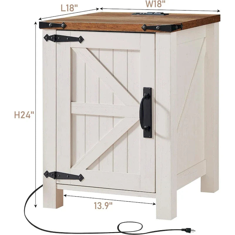 Rustic Wood Nightstand with Charging Station – Versatile End Table and Side Table 4