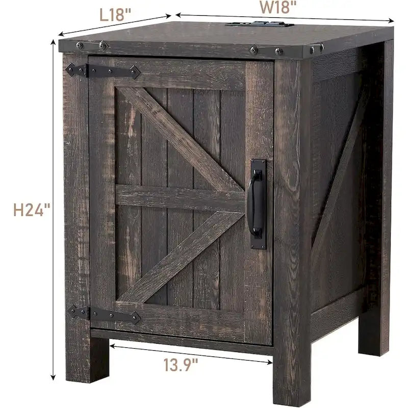 Rustic Wood Nightstand with Charging Station – Versatile End Table and Side Table 6