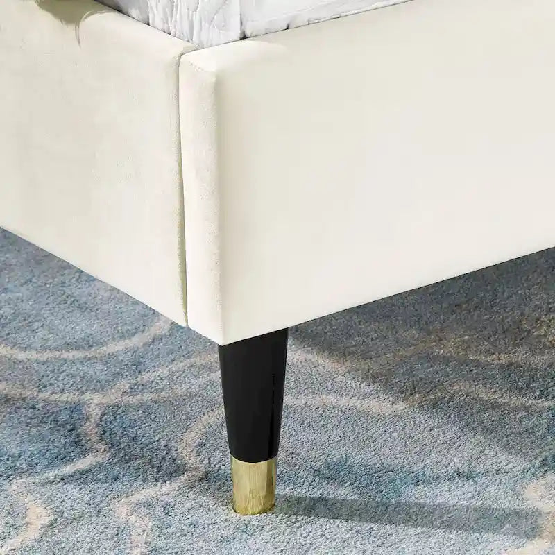 Roundhill Furniture Rozitta Upholstered Wingback Bed with Platform Design 7
