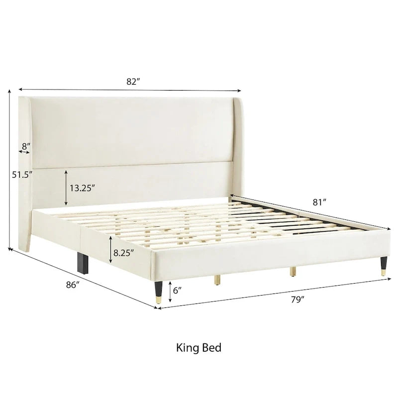 Roundhill Furniture Rozitta Upholstered Wingback Bed with Platform Design 10
