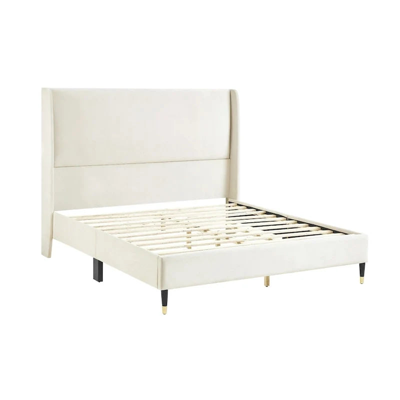 Roundhill Furniture Rozitta Upholstered Wingback Bed with Platform Design 16