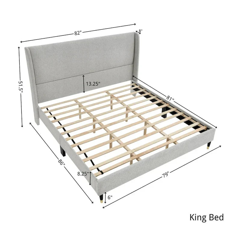 Roundhill Furniture Rozitta Upholstered Wingback Bed with Platform Design 33
