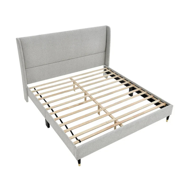 Roundhill Furniture Rozitta Upholstered Wingback Bed with Platform Design 36