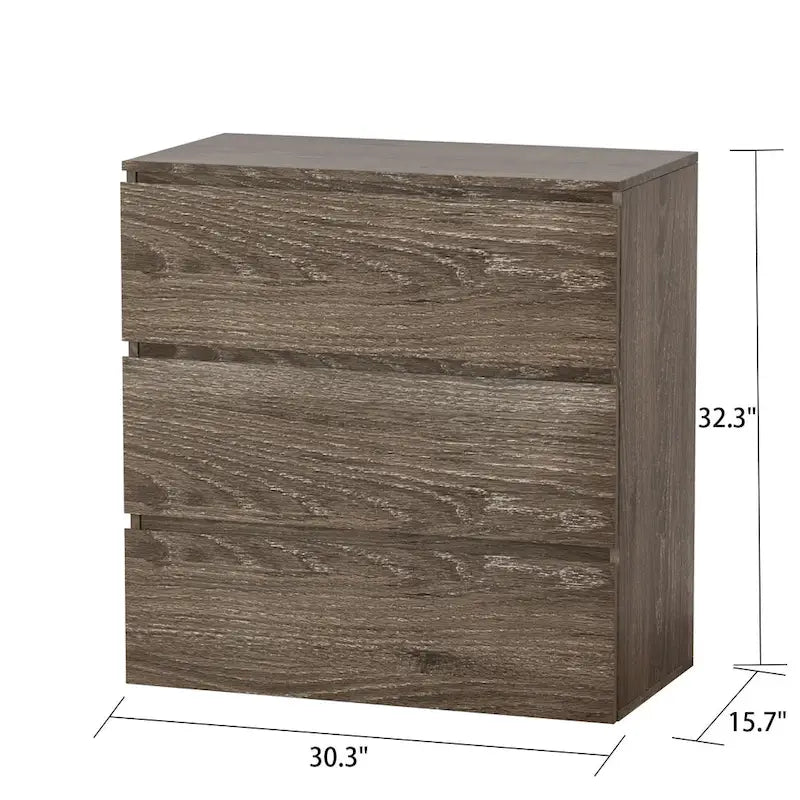 3-Drawer Nightstand Chest - 32.3"H x 30.3"W - Bedroom Storage Cabinet 1