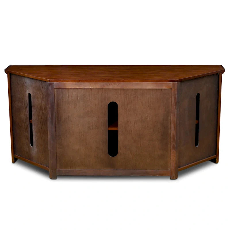 Leick Home Mission Oak Solid Wood Corner TV Stand with Four Doors 8