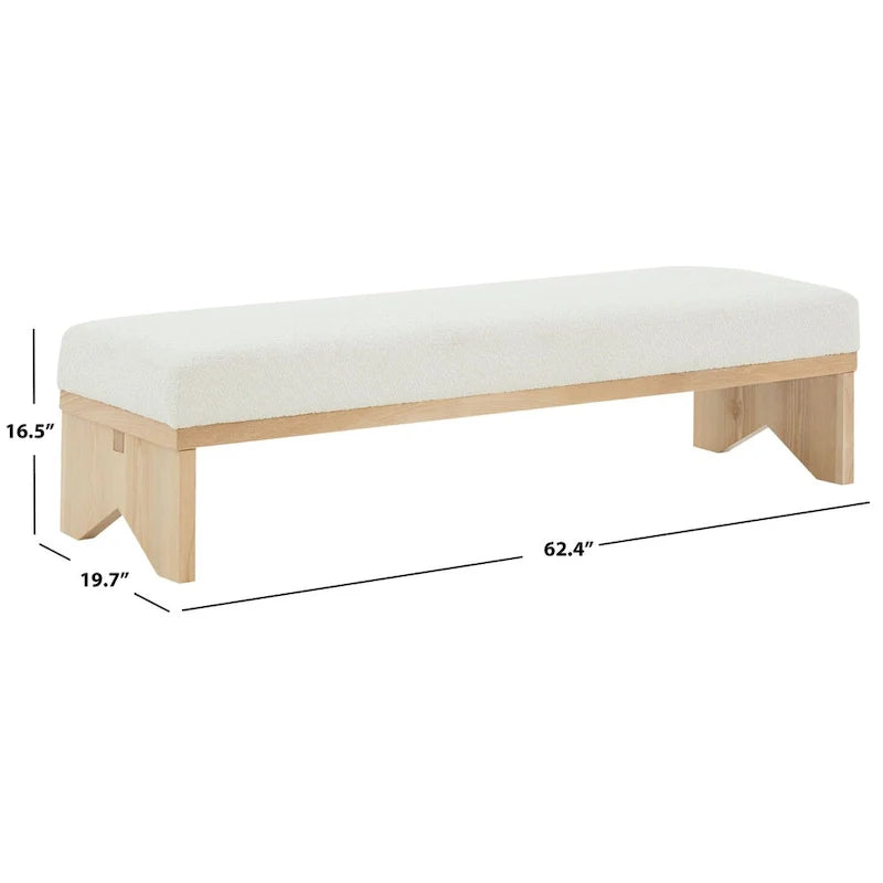 SAFAVIEH Couture Boris Mid-Century Modern Bench - Dimensions: 62.4" W x 19.7" D x 16.5" H 3