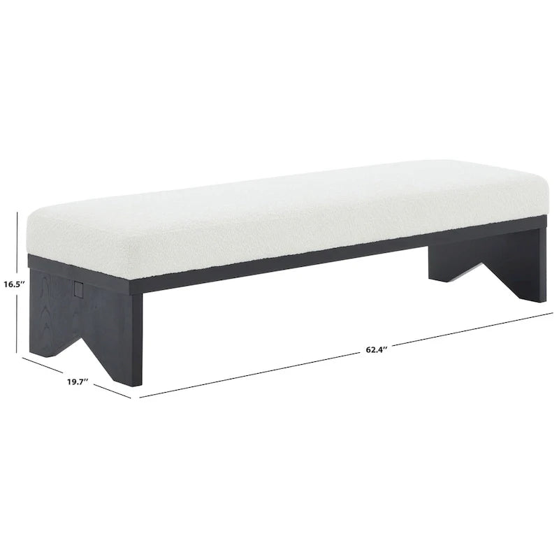 SAFAVIEH Couture Boris Mid-Century Modern Bench - Dimensions: 62.4" W x 19.7" D x 16.5" H 8
