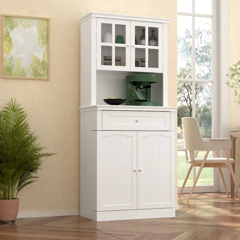 Spacious Kitchen Cabinet with Microwave Space - 30W x 69.3H 2