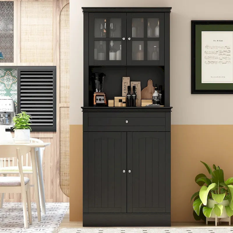 Spacious Kitchen Cabinet with Microwave Space - 30W x 69.3H 3