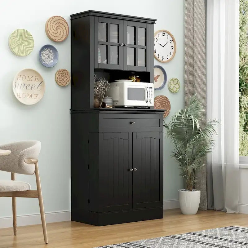 Spacious Kitchen Cabinet with Microwave Space - 30W x 69.3H 24