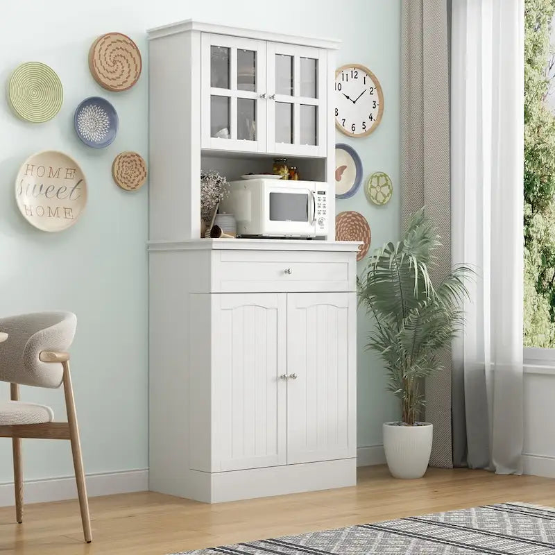 Spacious Kitchen Cabinet with Microwave Space - 30W x 69.3H 26