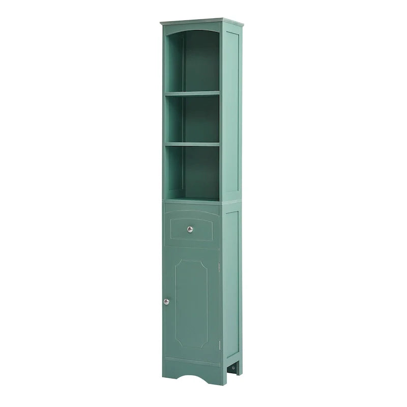 Freestanding Tall Linen Tower Bathroom Storage Cabinet with Drawer, MDF Construction and Adjustable Shelf 13