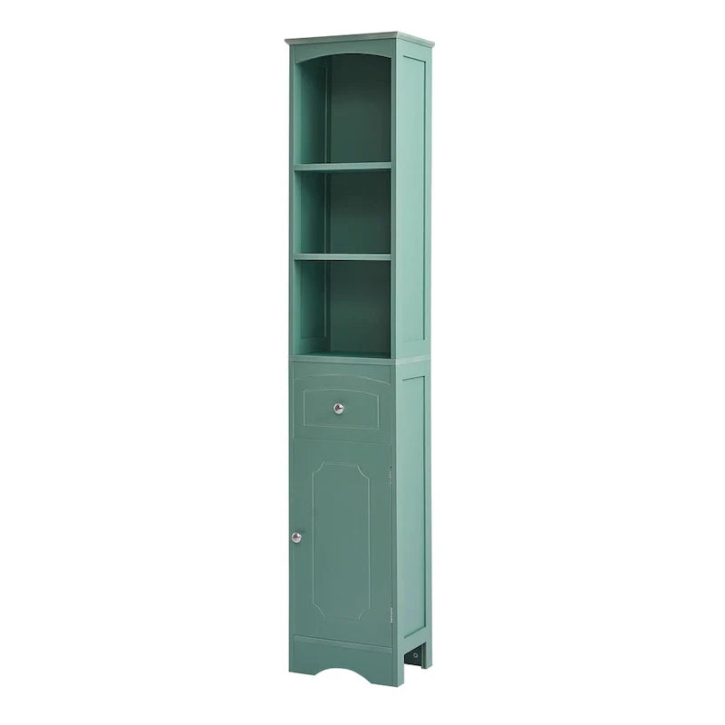 Freestanding Tall Linen Tower Bathroom Storage Cabinet with Drawer, MDF Construction and Adjustable Shelf 10