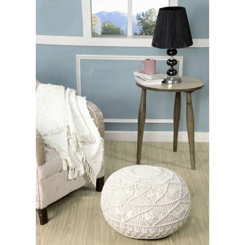 Sevita Mystic Macrame Natural Pouf and Ottoman 1