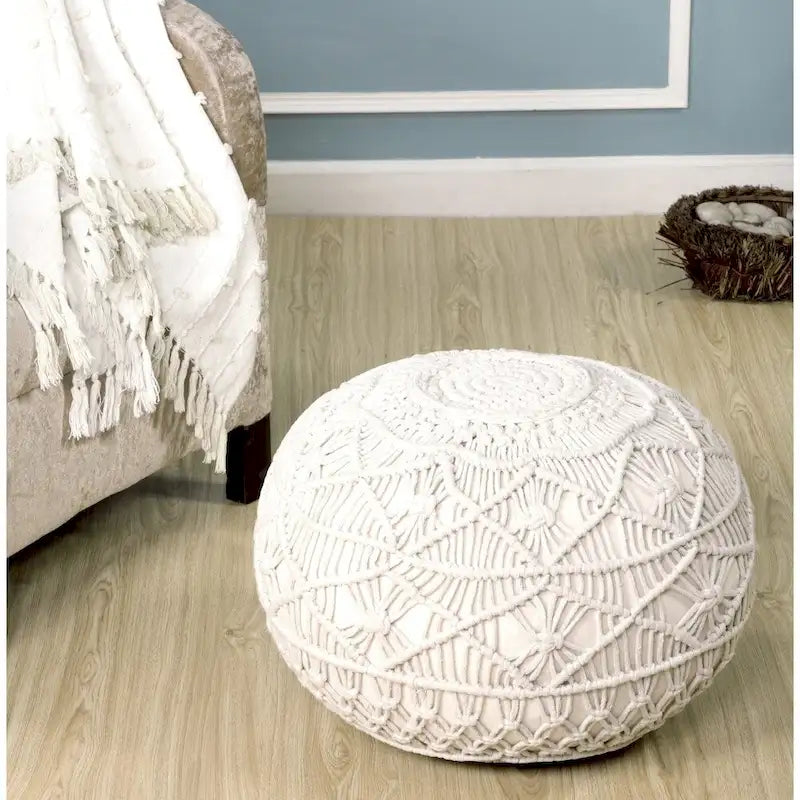 Sevita Mystic Macrame Natural Pouf and Ottoman 5