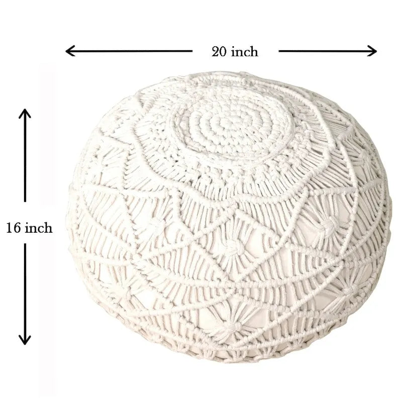 Sevita Mystic Macrame Natural Pouf and Ottoman 6