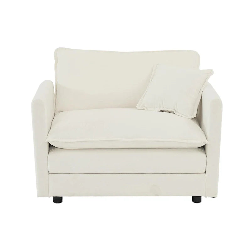 Set of 2 High-End Chenille Upholstered Accent Chairs with Toss Pillows - White Living Room Armchairs 8