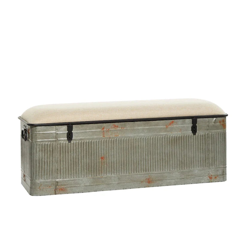18-Inch Grey Metal Upholstered Bench 9
