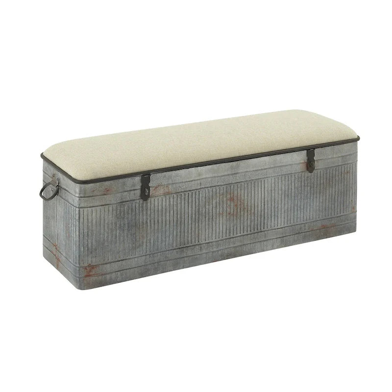 18-Inch Grey Metal Upholstered Bench 10