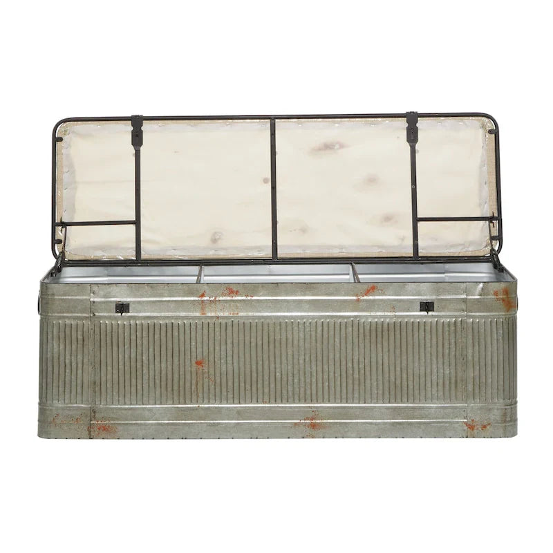 18-Inch Grey Metal Upholstered Bench 12