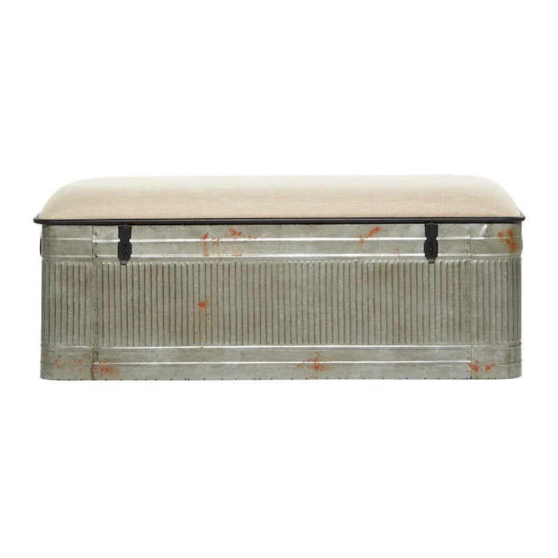 18-Inch Grey Metal Upholstered Bench 13