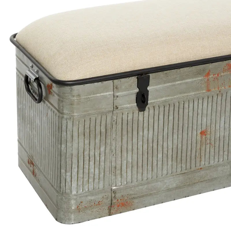 18-Inch Grey Metal Upholstered Bench 14