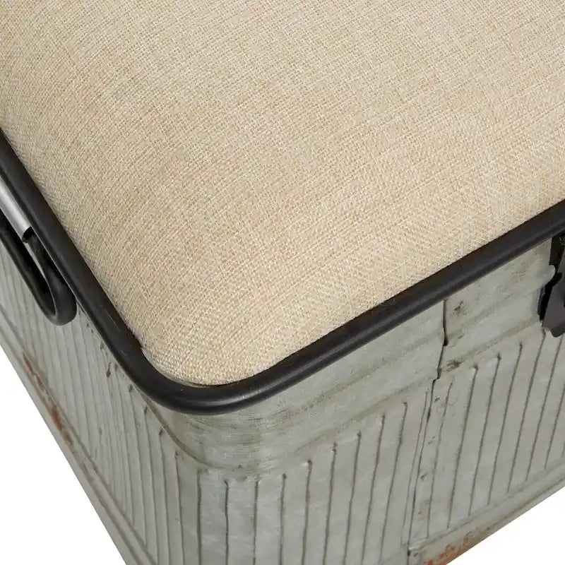 18-Inch Grey Metal Upholstered Bench 16