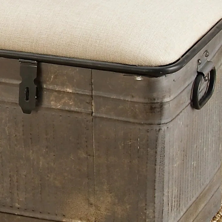 18-Inch Grey Metal Upholstered Bench 18