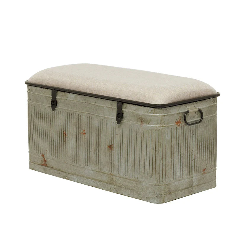 18-Inch Grey Metal Upholstered Bench 33