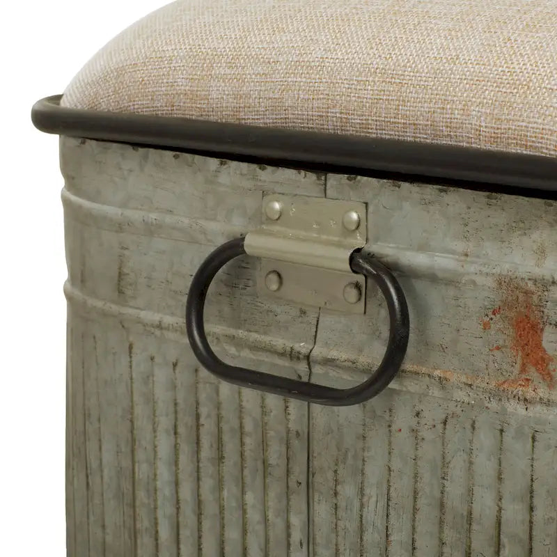 18-Inch Grey Metal Upholstered Bench 36