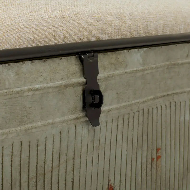 18-Inch Grey Metal Upholstered Bench 37