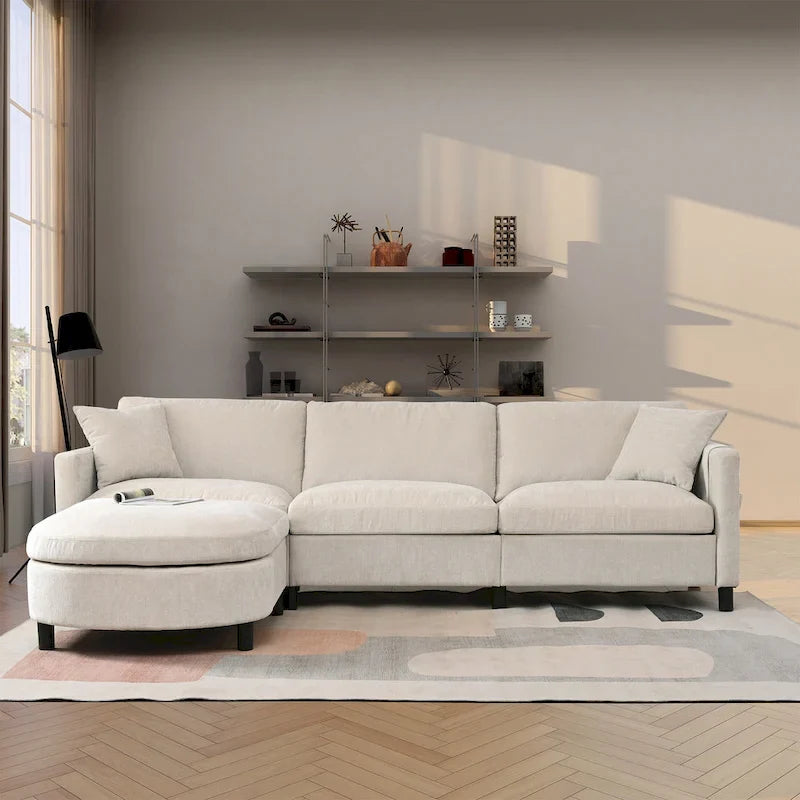 107.87" Sectional Sofa with Removable Seat and Back Cushions, Includes 1 Ottoman 3