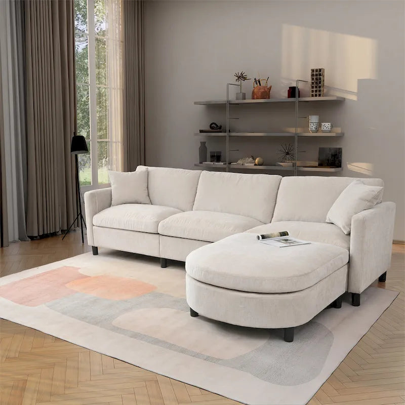 107.87" Sectional Sofa with Removable Seat and Back Cushions, Includes 1 Ottoman 4