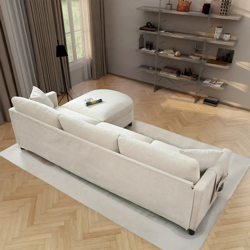 107.87" Sectional Sofa with Removable Seat and Back Cushions, Includes 1 Ottoman 5