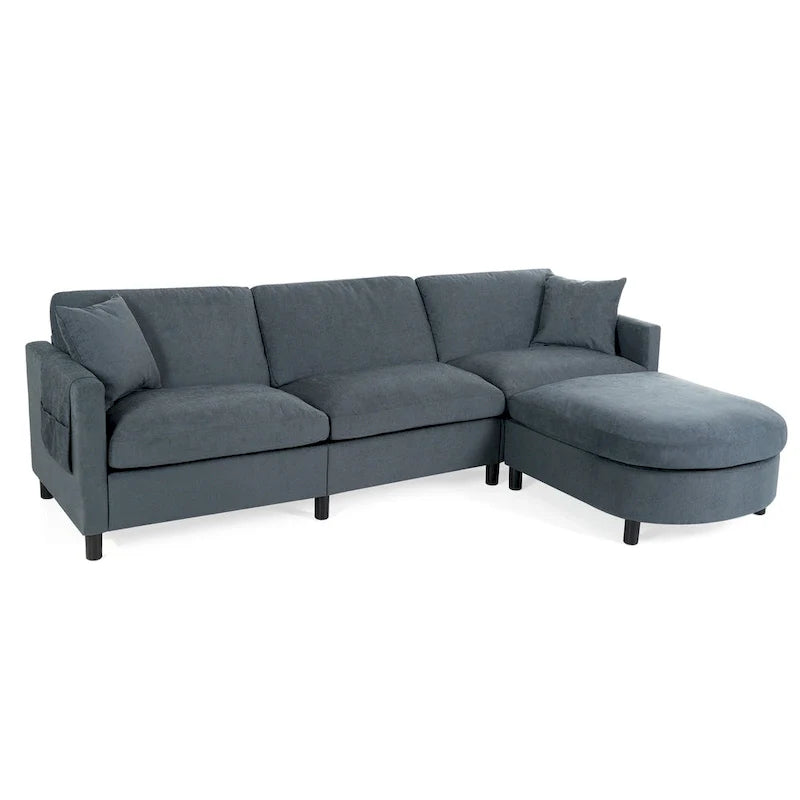 107.87" Sectional Sofa with Removable Seat and Back Cushions, Includes 1 Ottoman 8