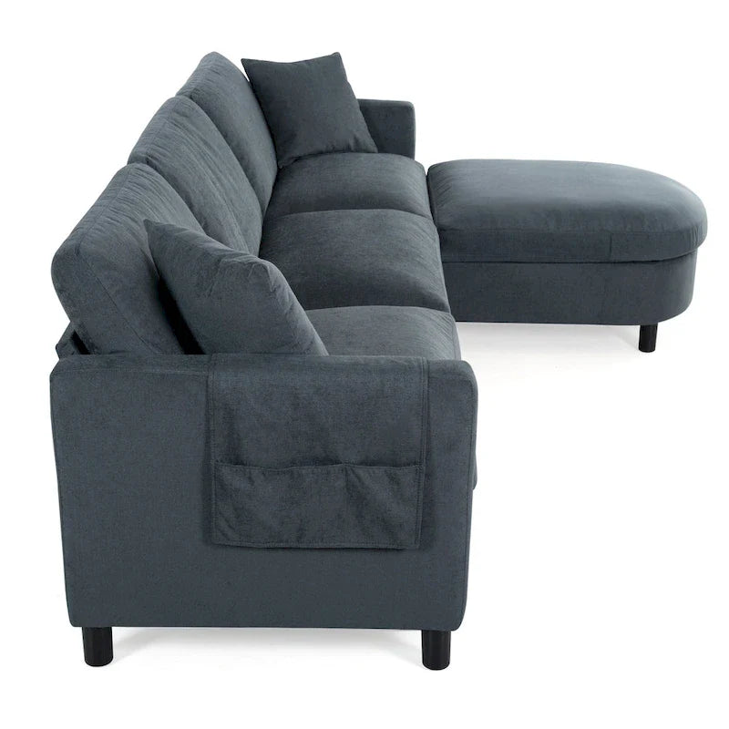 107.87" Sectional Sofa with Removable Seat and Back Cushions, Includes 1 Ottoman 9