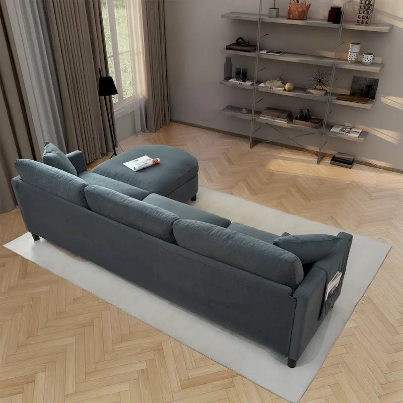 107.87" Sectional Sofa with Removable Seat and Back Cushions, Includes 1 Ottoman 10