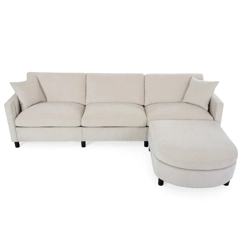 107.87" Sectional Sofa with Removable Seat and Back Cushions, Includes 1 Ottoman 12