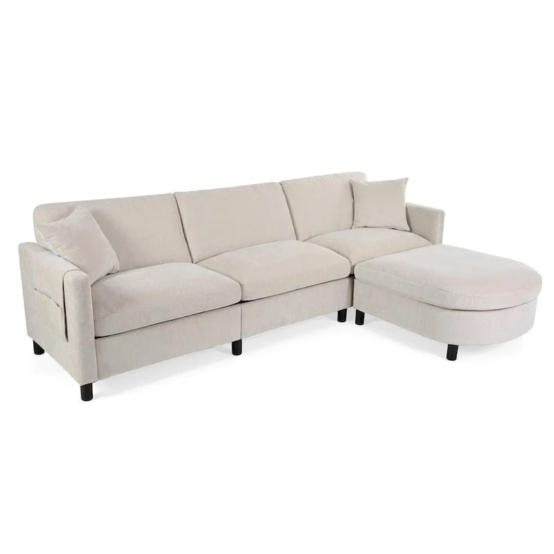 107.87" Sectional Sofa with Removable Seat and Back Cushions, Includes 1 Ottoman 13
