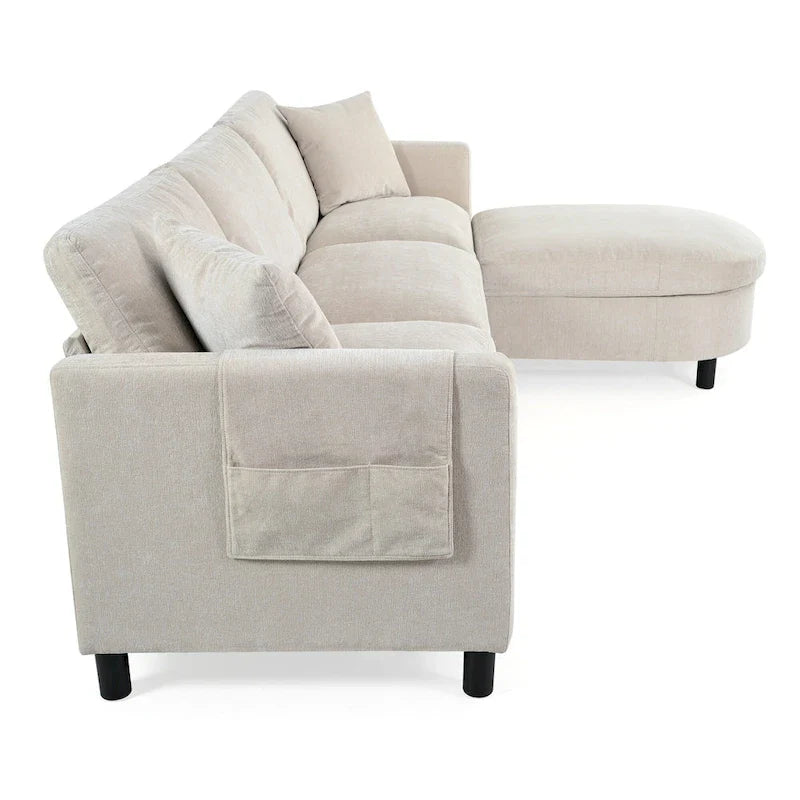 107.87" Sectional Sofa with Removable Seat and Back Cushions, Includes 1 Ottoman 14