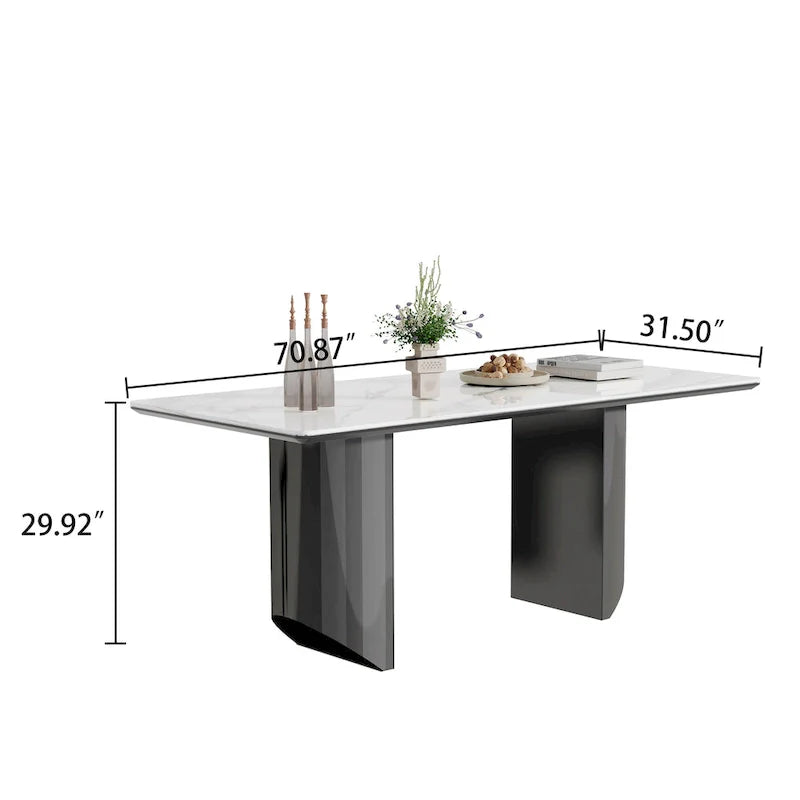 0.47-Inch Thick Sintered Stone Composite Dining Table with Tempered Glass Top and Stainless Steel Base 5