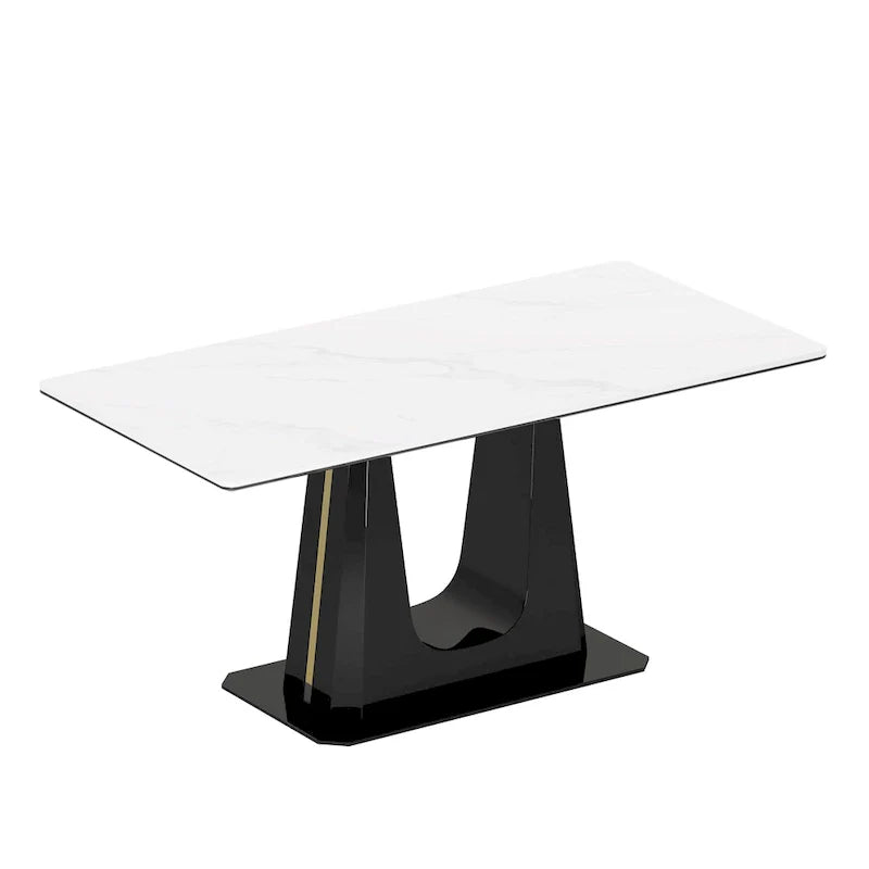 0.47-Inch Thick Sintered Stone Composite Dining Table with Tempered Glass Top and Stainless Steel Base 9