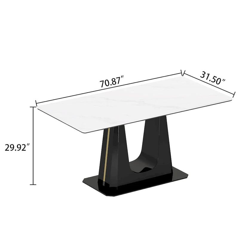0.47-Inch Thick Sintered Stone Composite Dining Table with Tempered Glass Top and Stainless Steel Base 10