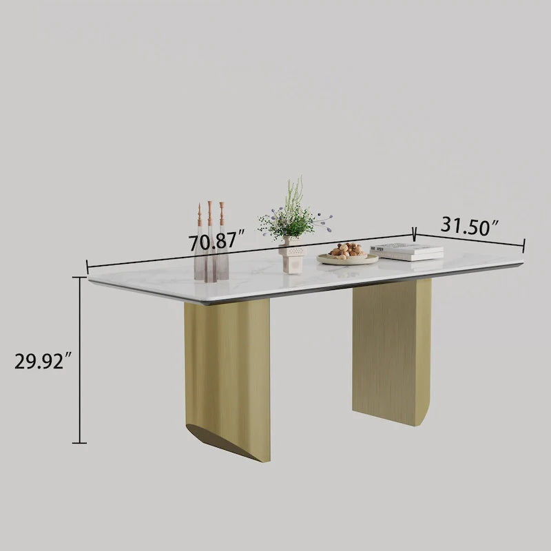 0.47-Inch Thick Sintered Stone Composite Dining Table with Tempered Glass Top and Stainless Steel Base 29