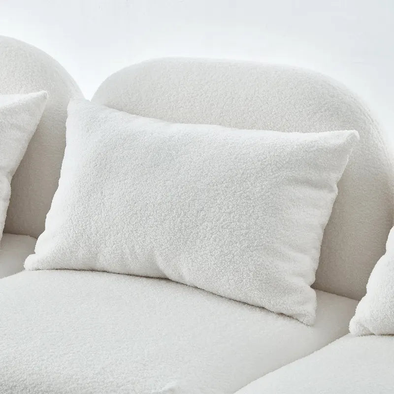 White Teddy Fabric Lazy Loveseat for Living Room 5