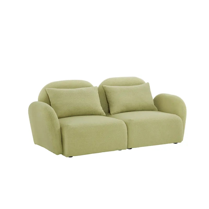 White Teddy Fabric Lazy Loveseat for Living Room 6