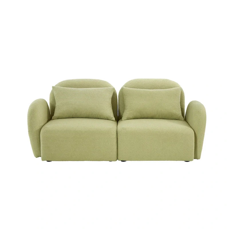 White Teddy Fabric Lazy Loveseat for Living Room 7