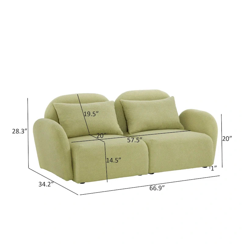 White Teddy Fabric Lazy Loveseat for Living Room 8