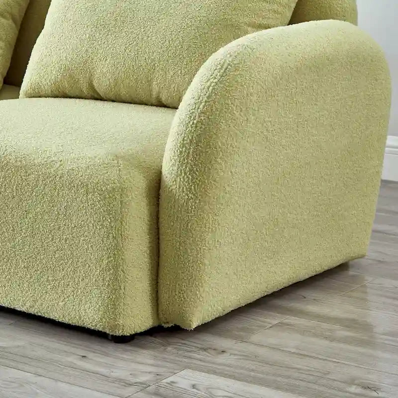 White Teddy Fabric Lazy Loveseat for Living Room 9