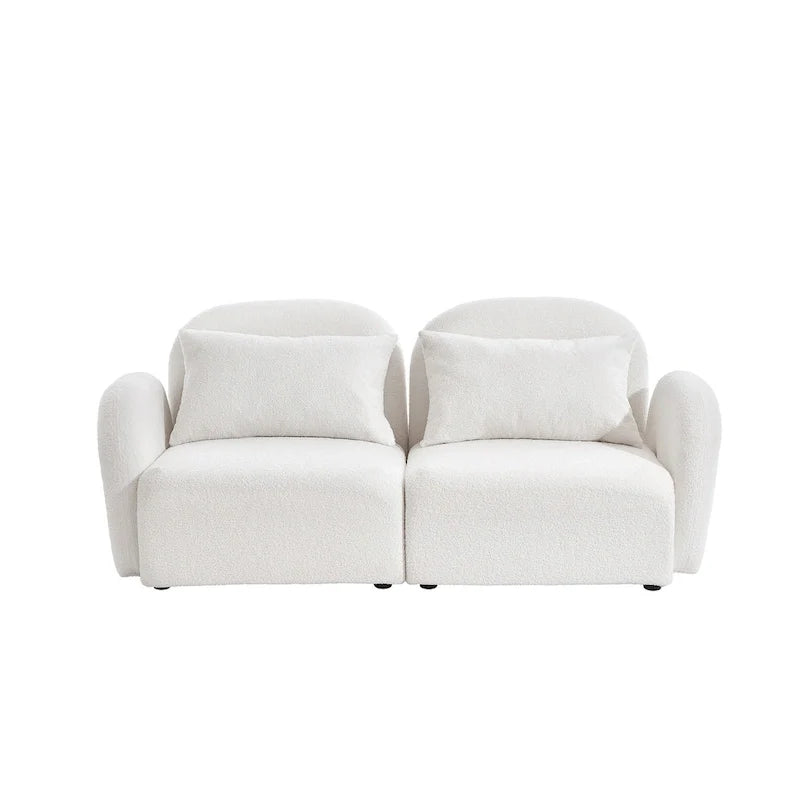 White Teddy Fabric Lazy Loveseat for Living Room 11